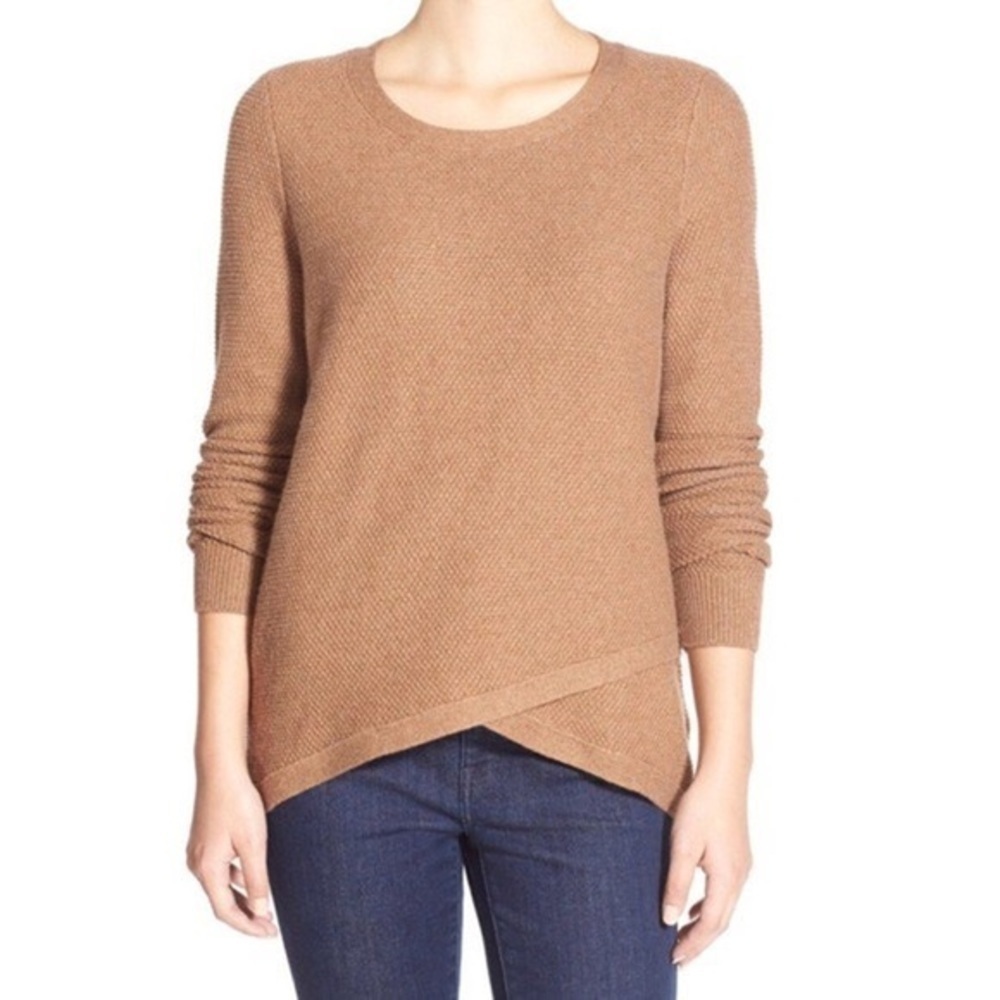 Madewell Feature Pullover Sweater Tan Cognac Cross Cross Size Small Women’s
